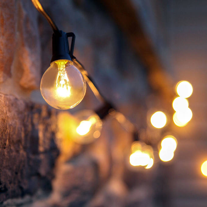 Classic Black Connectable Clear Glass Globe Plug-in String Lights, 25 Bulbs G16.5